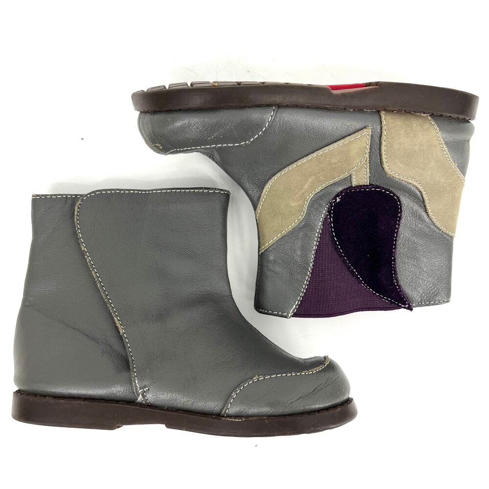 See Kai Run gray red leather toddler booties (7) - Picture 5 of 8